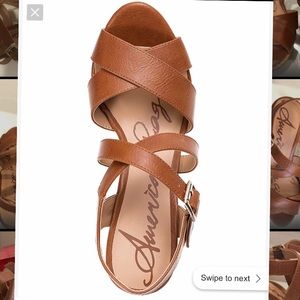 Caramel/cognac/chestnut colored wedge heels